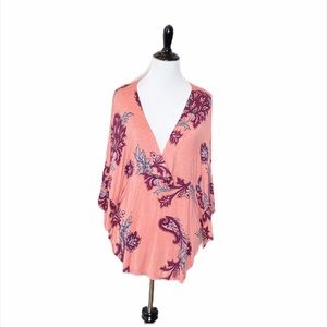 Free People Floral Batwing/Ties Blouse - Size XS